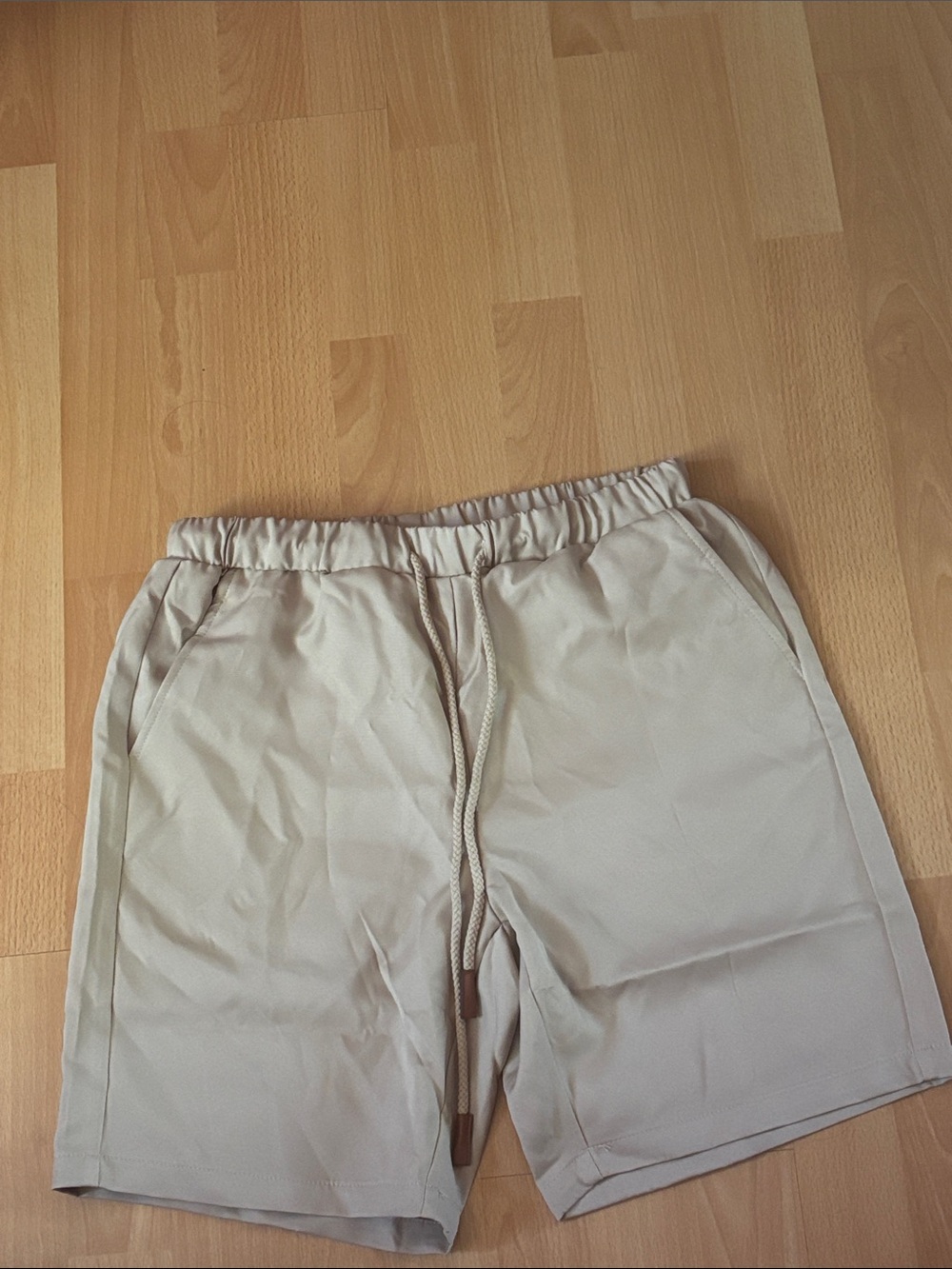 Casual Drawstring Shorts in Light Beige XS